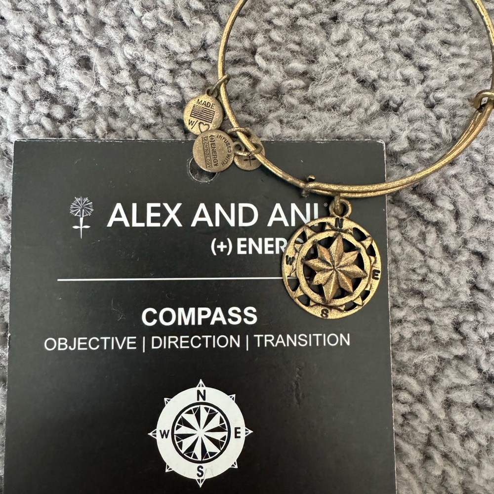 Alex and Ani Brass Compass Charm Bracelet